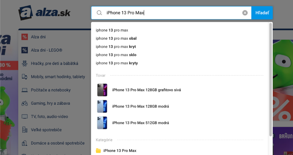 vyhľadávanie na e-shope